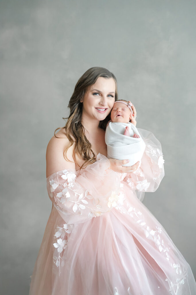 Photos of newborn and mother